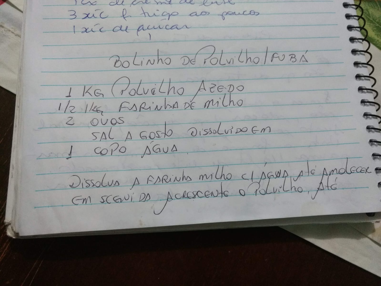 Bolinho de Polvilho e Fubá — Ingredientes