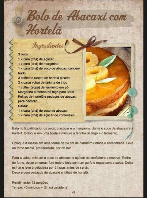 Bolo de Abacaxi com Hortelã
