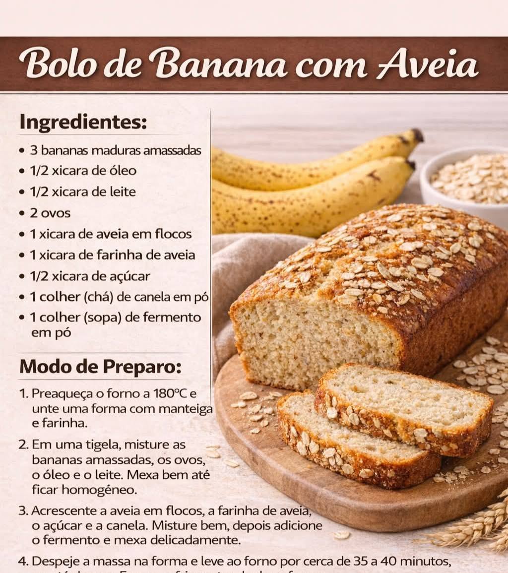 Bolo de Banana com Aveia
