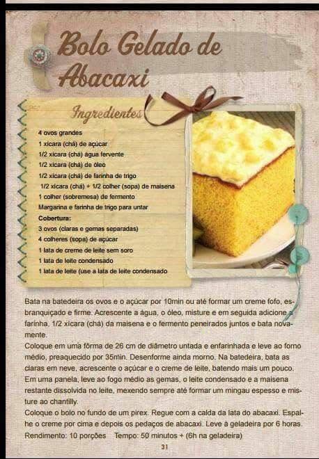 Bolo Gelado de Abacaxi